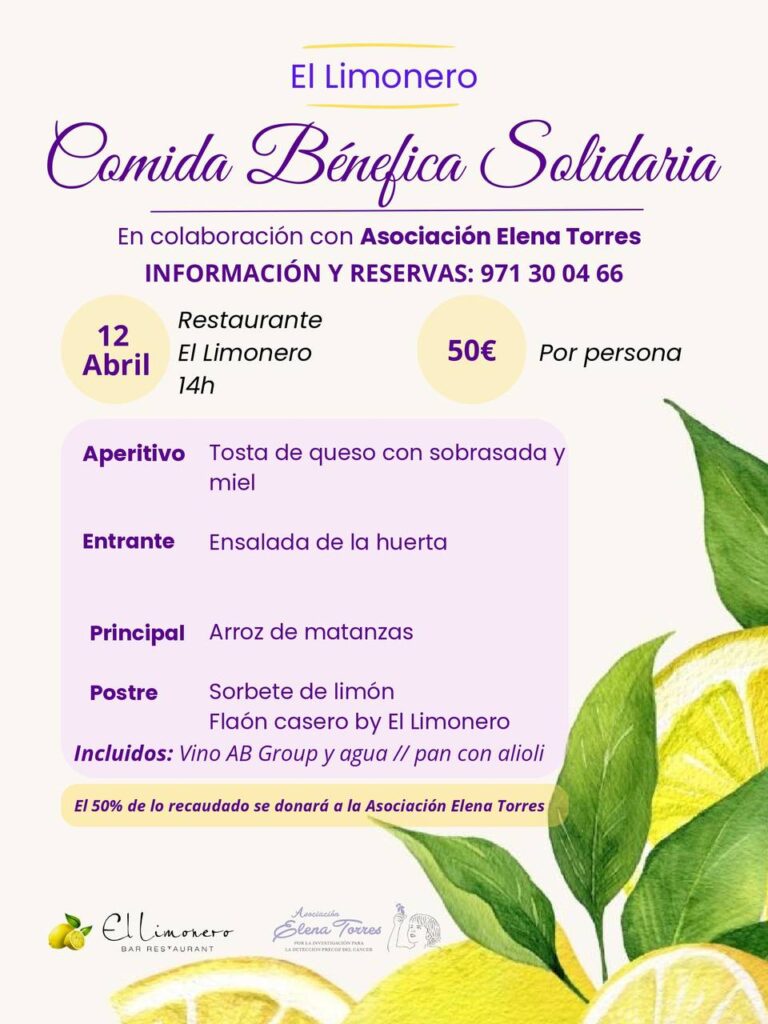 Últimas plazas para asistir a la comida benéfica que celebra el Restaurante El Limonero a favor de la Asociación Elena Torres - imagen 1